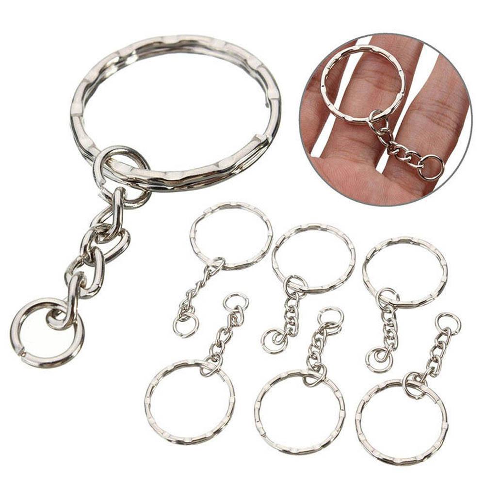 Lily 25mm Keyring Metal DIY Polished Silver Key Fob