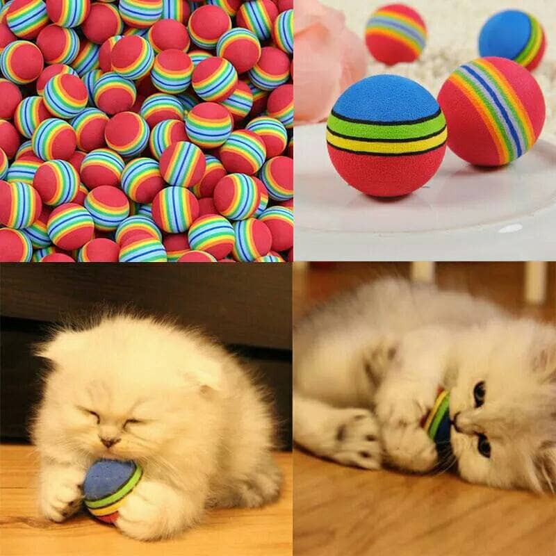 mainan anjing bola karet kucing ball cat dog toy rainbow 3cm