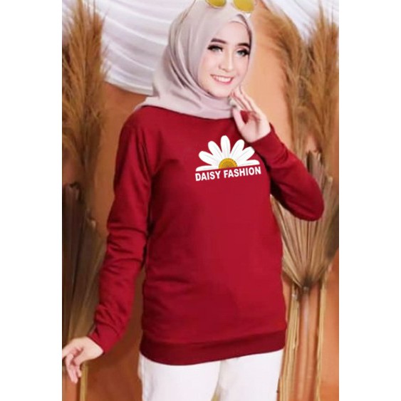 Kaos Lengan Panjang FLOWERS setengah/ Kaos Sweatshirt / Atasan Wanita / Atasan Wanita Lengan Panjang