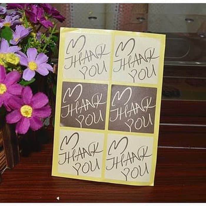 Paper Tags Sticker THANK YOU - Hand Letter Design (1sheet/6pcs)