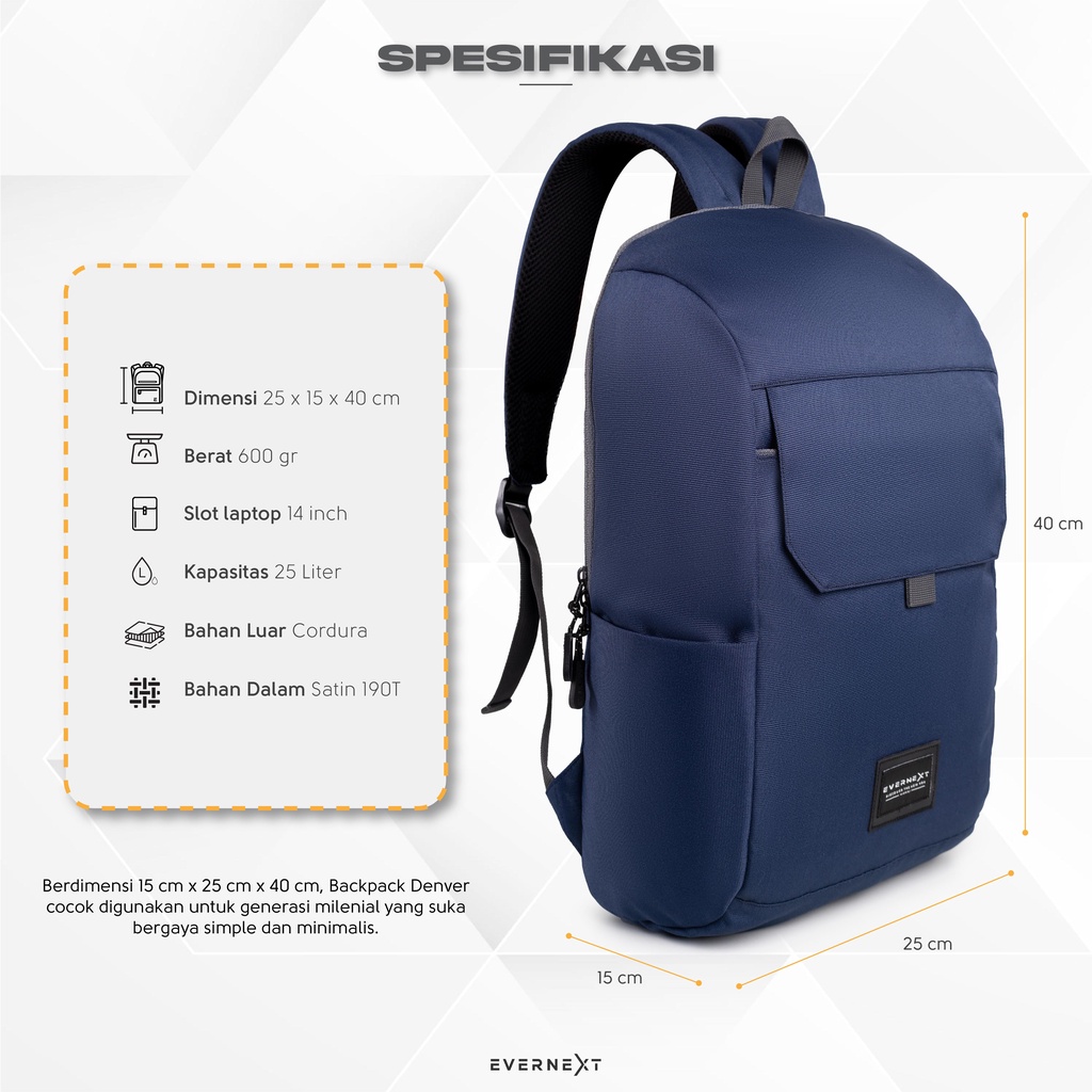 Tas  Punggung Laptop DENVER Ransel 13&quot; Macbook Cordura Tas Kerja Kuliah Kantor Kampus Jalan Mini Ransel