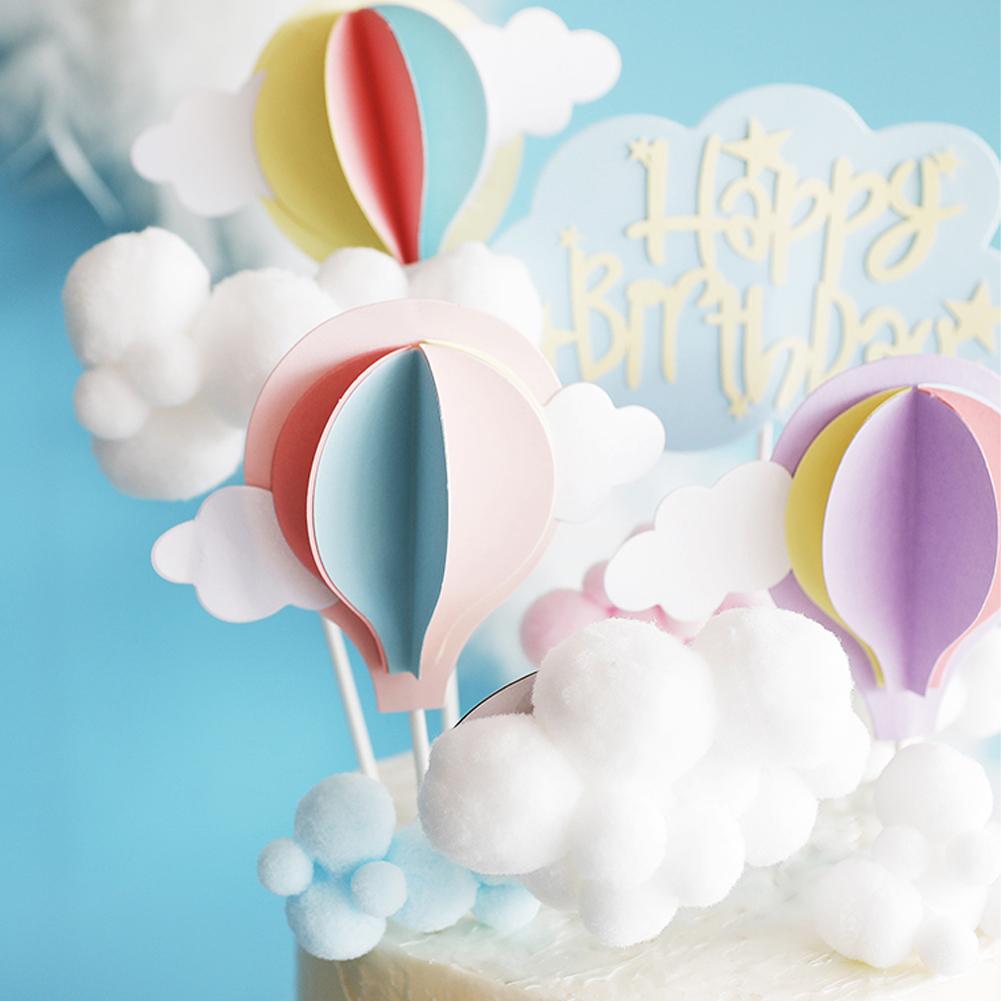 Cute Colorful Hairball Clouds Cake Topper Happy Birthday Party Decor Kids Boy Girl Clouds Cake Decor Birthday Party