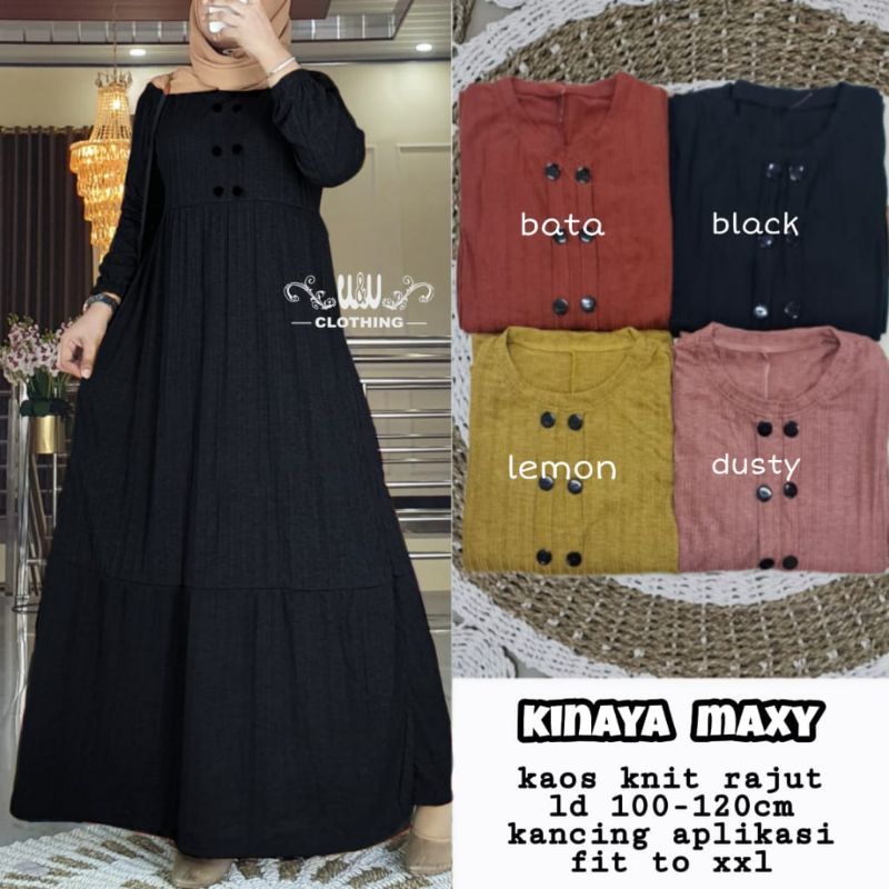 GAMIS DRESS HARIAN FALIA MAXY GAMIS WANITA BAHAN KAOS KNIT RAJUT IMPORT LD110-125cm FIT TO XL-6