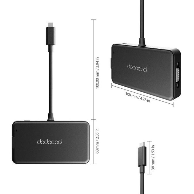 Dodocool 7 In 1 Usb C Hub Vga Usb C Pd Hdmi Rj45 Usb 3.0