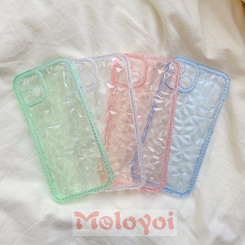 Soft Case TPU Transparan Motif Berlian 3D Untuk IPhone 14 XR 7Plus 11 14 Pro MAX 6 6s Plus 8Plus X XS MAX 7 8 SE 2020