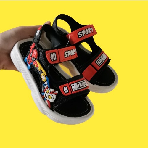 HappyOliver SPORTS HERO Sandal gunung Sepatu Sandal Anak Laki Laki Bahan PU Model Lucu 1-6 Tahun Import