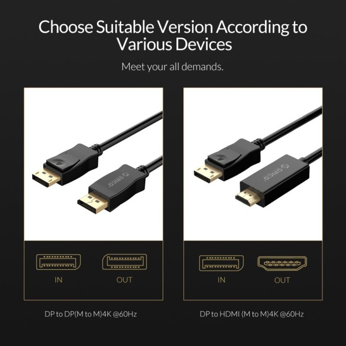 KONVERTER ORICO DP Male to HDMI Male) HD Adapter Cable 1M - XD-DTH4-10