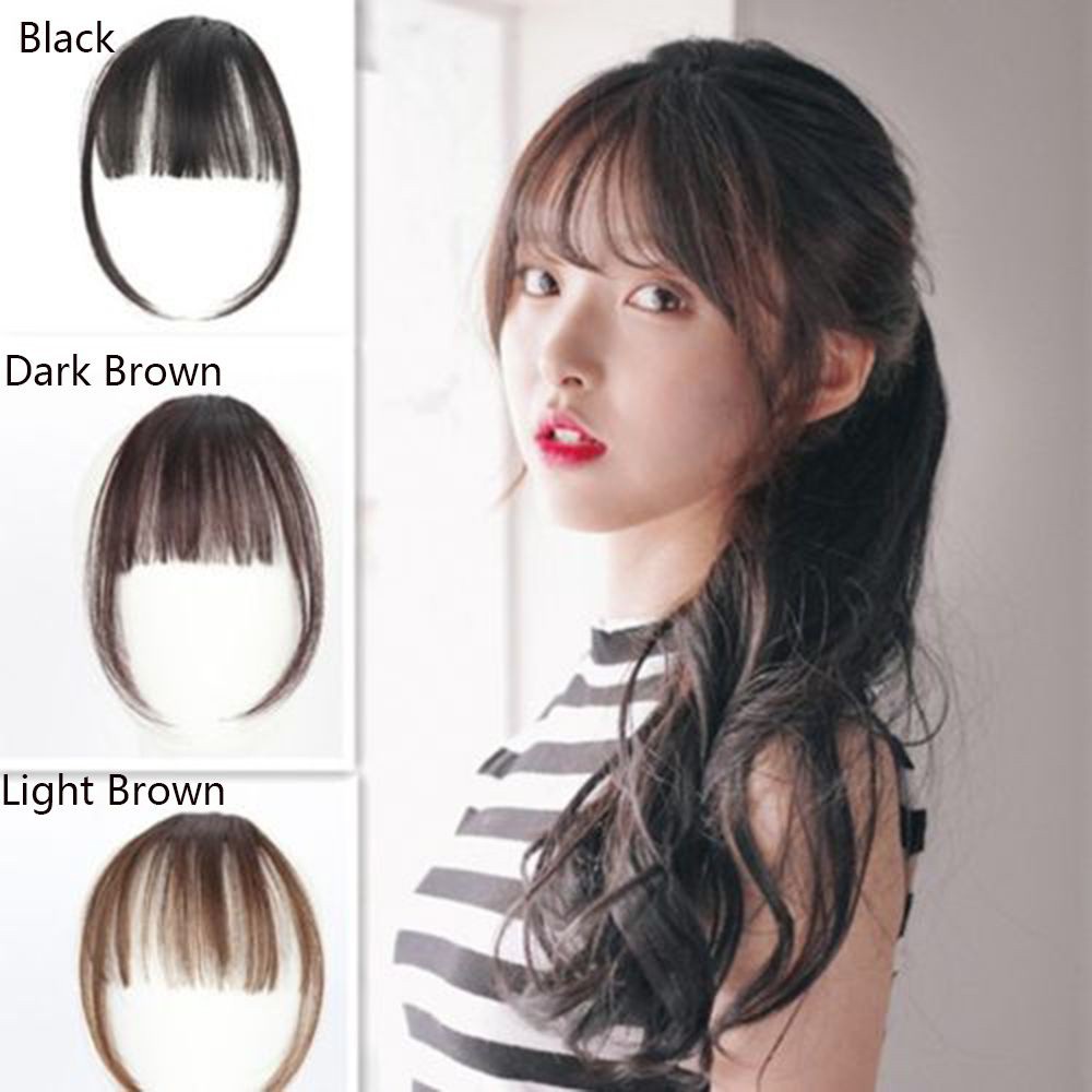 Rambut Poni Depan Lurus Bahan Sintetis Tipis Natural Warna-Warni Gaya Korea Untuk Wanita