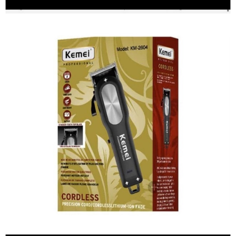 Alat Cukur Rambut Cas Hair Clipper Rechargeable Kemei KM 2604 ORIGINAL