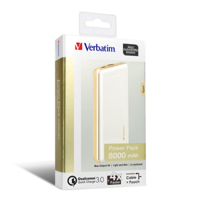 Verbatim Power Bank 8000mAh Li-polymer QC 3.0 Qualcomm Type C USB Dan Micro USB PowerBank Verbatim