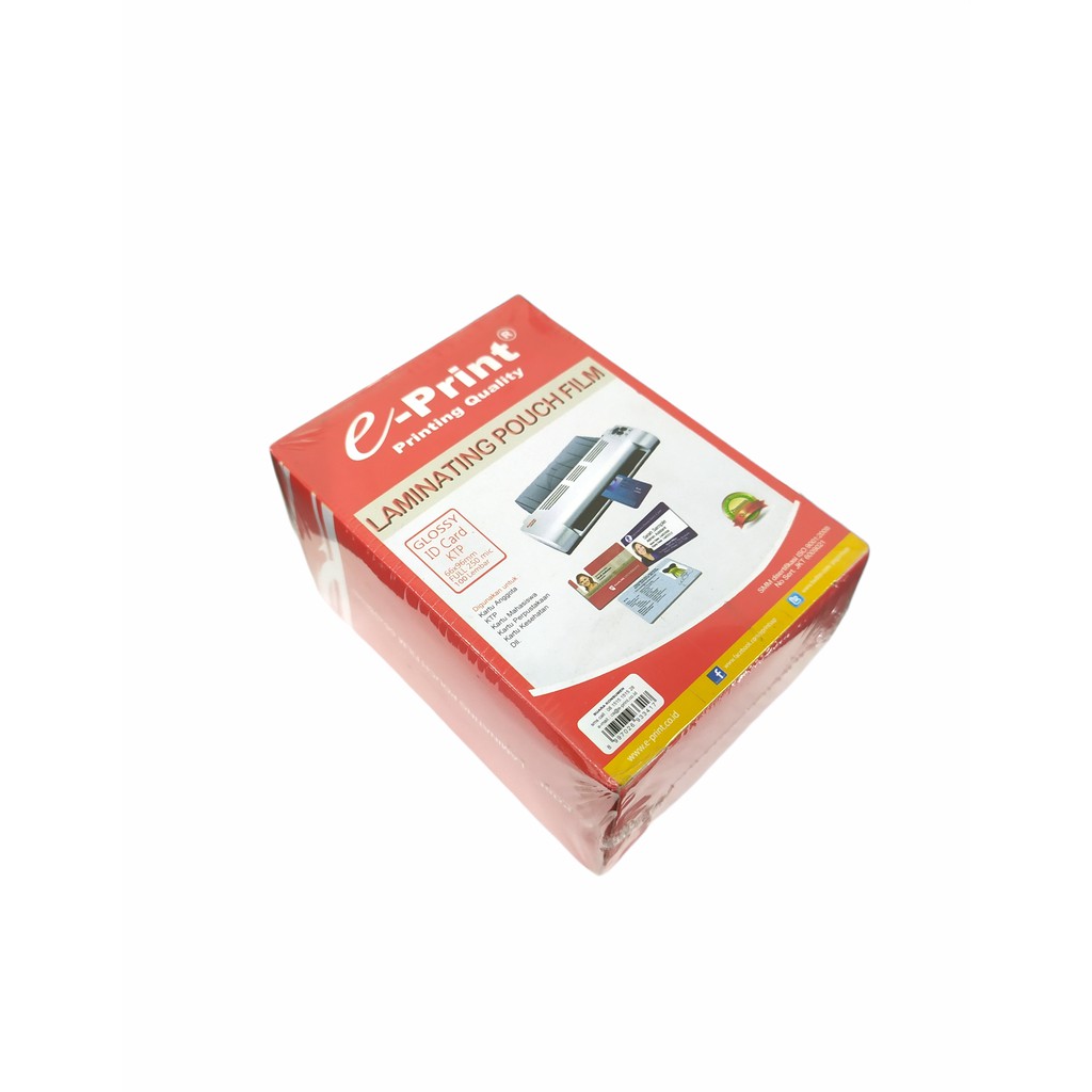 

E-Print Plastik Laminating Pouch ID Card Ukuran KTP 250 micron (100 Lembar)- shesb