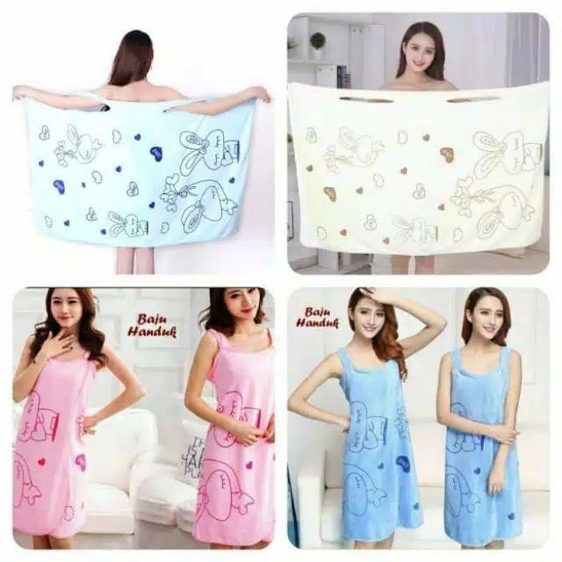 Baju handuk / handuk baju / wearable towel kimono renang mandi multifungsi karakter