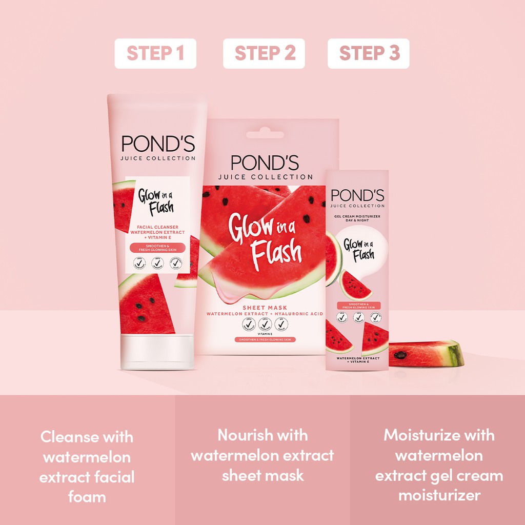 Ponds Juice Pelembab Muka Moisturizer Watermelon 100% Free Alcohol W Vite&amp;Hyaluronic 20G