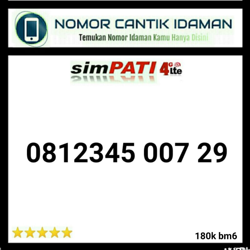 kartu perdana nomor cantik simpati 4g Lte seri 007 15 bmi6