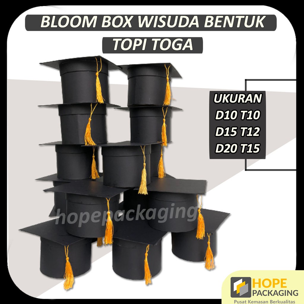 Bloom Box Topi Wisuda Round Box / Box Bunga / Box Bulat  / Graduation Kotak Bunga Bulat Toga Untuk Kelulusan