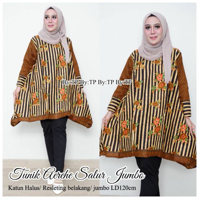 PROMO Tunik aserehe jumbo. Tunik batik jumbo. Tunik batik murah. Tunik ld 120cm
