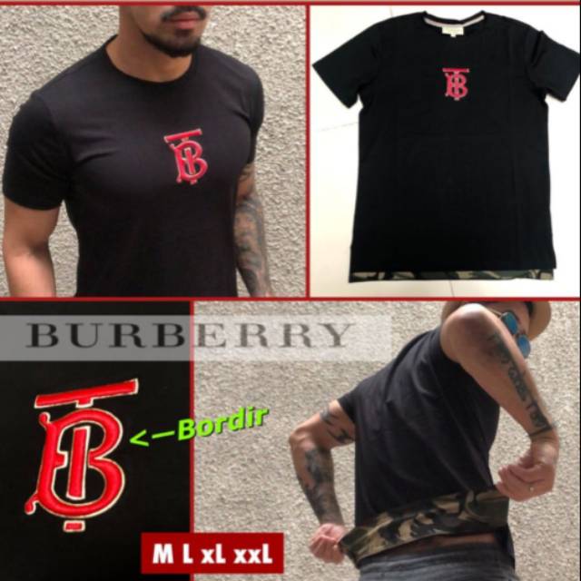 Kaos pria import burberry hitam
