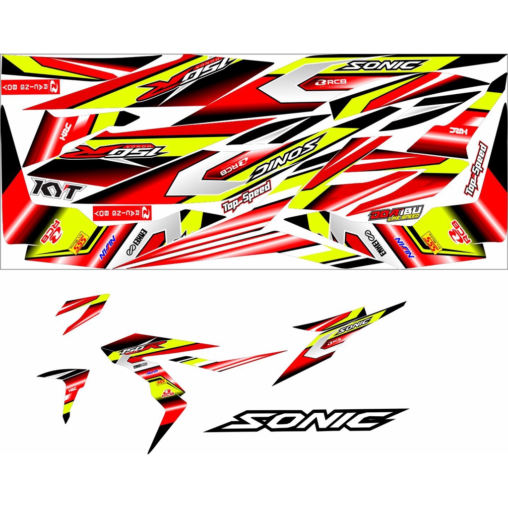 DECAL MOTIF / STRIPING/STICKER CUSTOM MOTOR SONIC OLD MOTIF RACING STYLE/STICKER VARIASI MOTOR SONIC