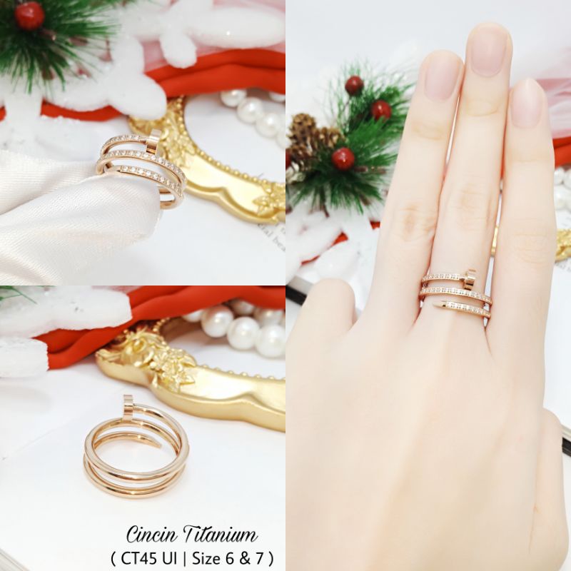 Cincin Titanium Wanita/Cincin Titanium Paku CT40-45-48 UI