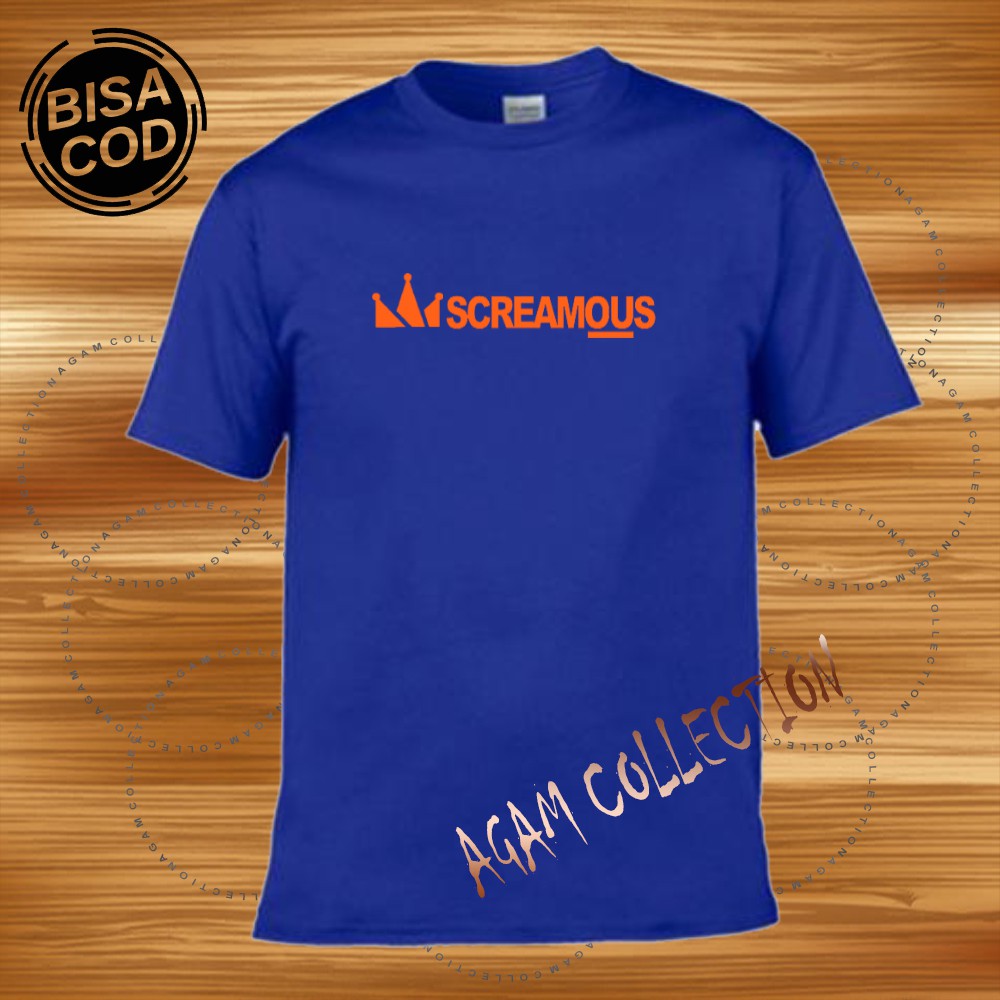 Agam Collection Baju Kaos Distro Screamous 001 Text Orange Lengan Pendek Premium Quality