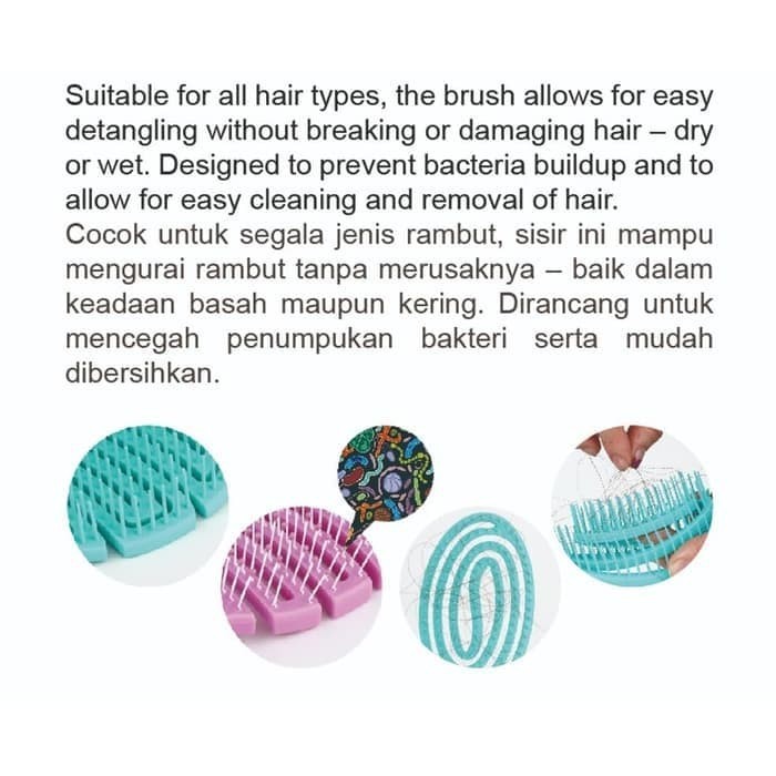 Berkualitas Tammia X Maze Antibacterial Paddle Wonder Flex Hair Brush Sikat Sisir Rambut Aroma