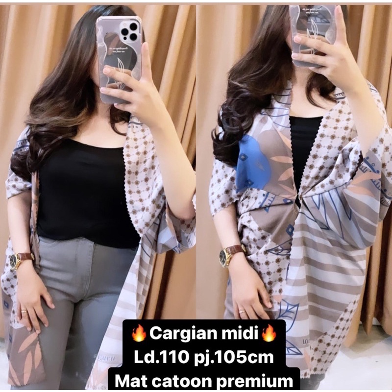 CARDIGAN KEKINIAN / CARDIGAN MIDI BAHAN MAT CATOON PREMIUM