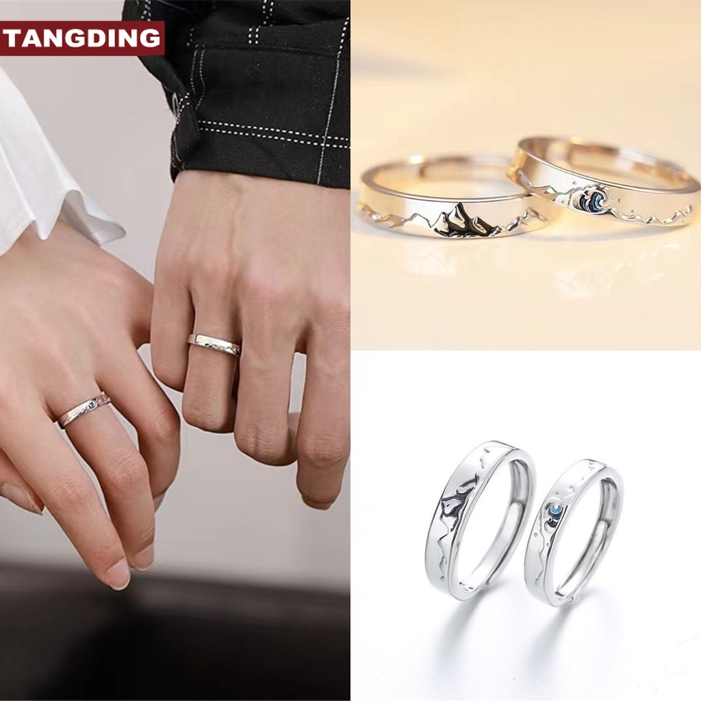 【COD Tangding】2pcs / set Cincin Model Terbuka Dapat Disesuaikan Untuk Pasangan