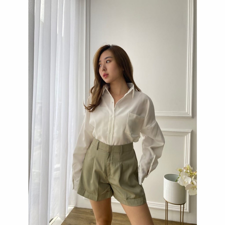 Kemeja Oversize Wanita ala Korea Yura Oversize Shirt A008