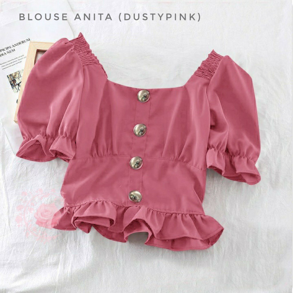 BLOUSE ANITA & SHARITA/ BLOUSE WANITA BAHAN KULIT JERUK/ BAJU CROP WANITA JUMBO-7