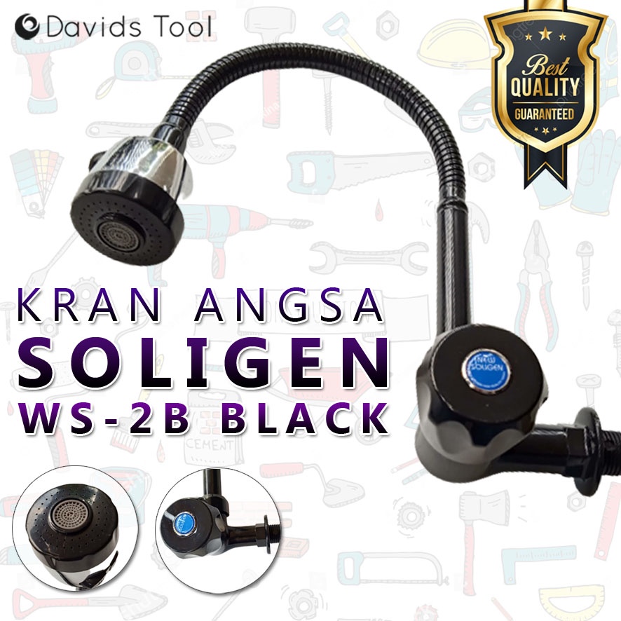 Soligen Kran Angsa Fleksibel Keran Air Dapur Cuci Piring Sink Black WS2B