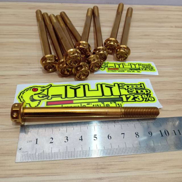 Baut probolt gold flower 8x100 drat 12 panjang 10cm