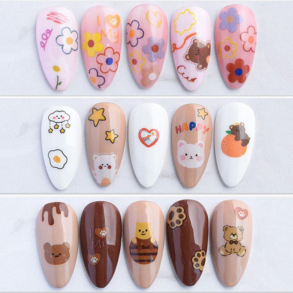 [Elegan] Stiker Kuku Kartun Pooh Beruang Kelinci Smiley Strawberry Nail Art Dekorasi