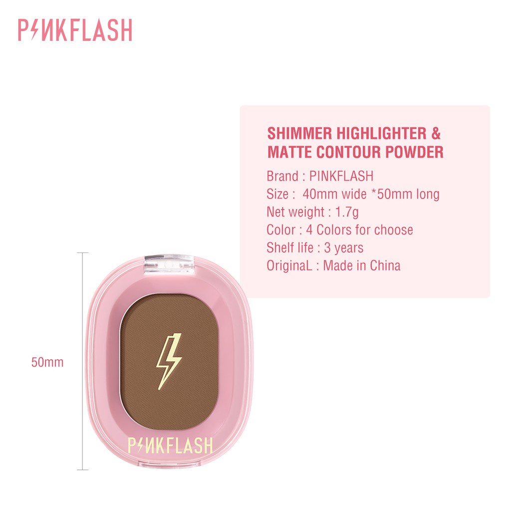 PINKFLASH Soft Pigment Face Contour Highlighter Shimmer Pink Flash OhMyShow BPOM PF-F02 (VH)