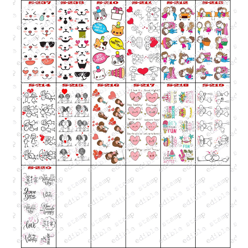 

Edible stamp stiker makanan edible picture edible image S210-S220+S237+S238