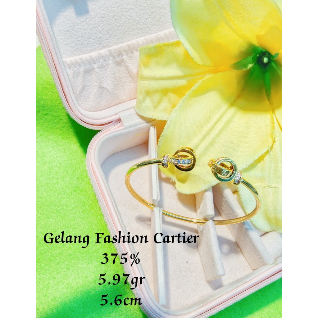 GELANG EMAS ASLI WANITA FASHION MODEL CARTIER TINJU KADAR 375/8K FASHION MURAH MERIAH