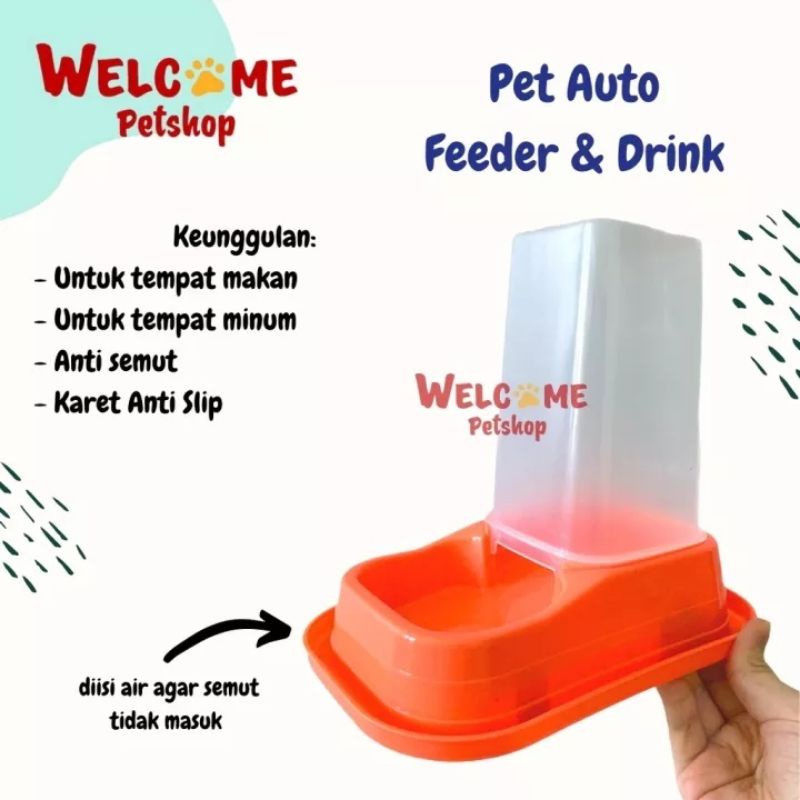 Pet Auto Feeder &amp; Drink / Tempat Makan Minum Anjing Kucing Kelinci