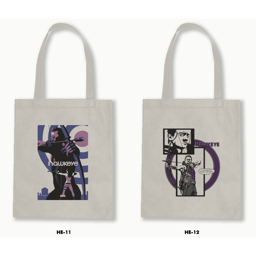 Tas Tote Bag Resleting Kanvas/Blacu  - Hawkeye 01