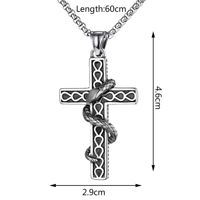 Fancyqube Kalung Liontin Bentuk Ular Bahan Stainless Steel Warna Silver Gaya Gothic Untuk Pria