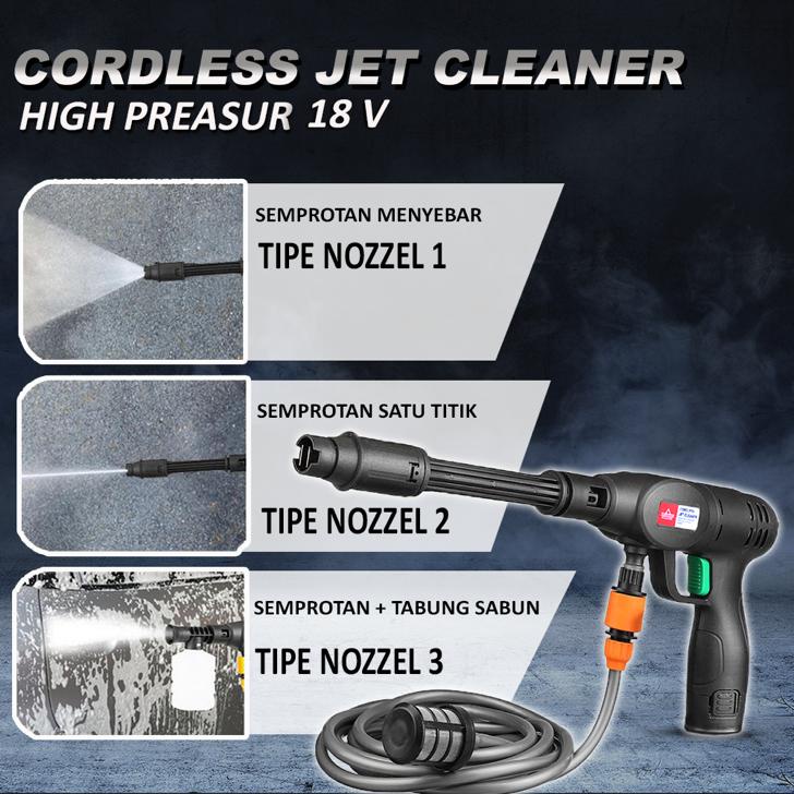 PROMO KEMERDEKAAN !!! BISA COD MESIN CUCI MOBIL STEAM MOBIL/MOTOR CORDLESS-YUKIDO JET CLEANER 18V 1 BATERAI