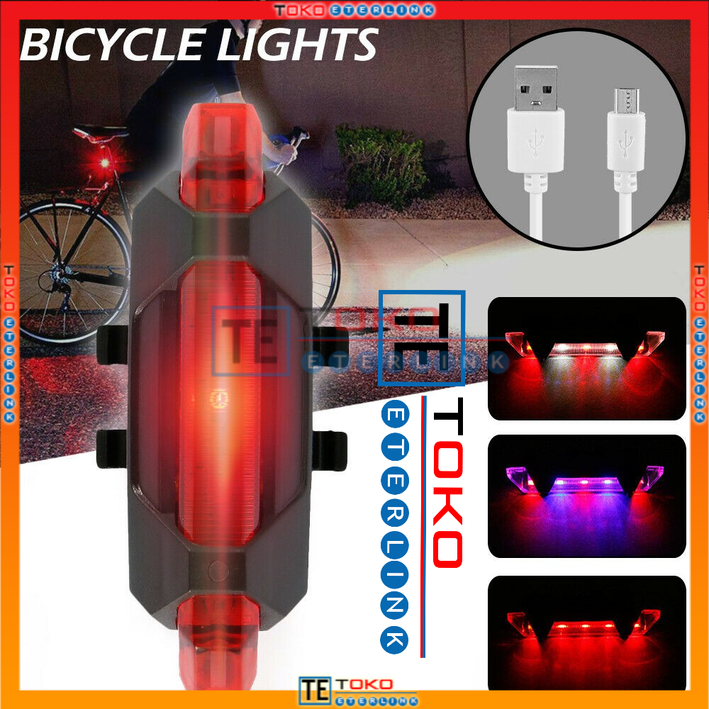 【Harga terendah COD】Lampu Belakang Sepeda LED USB Rechargeable Anti Air Lampu Sepeda USB+Kabel cash-4