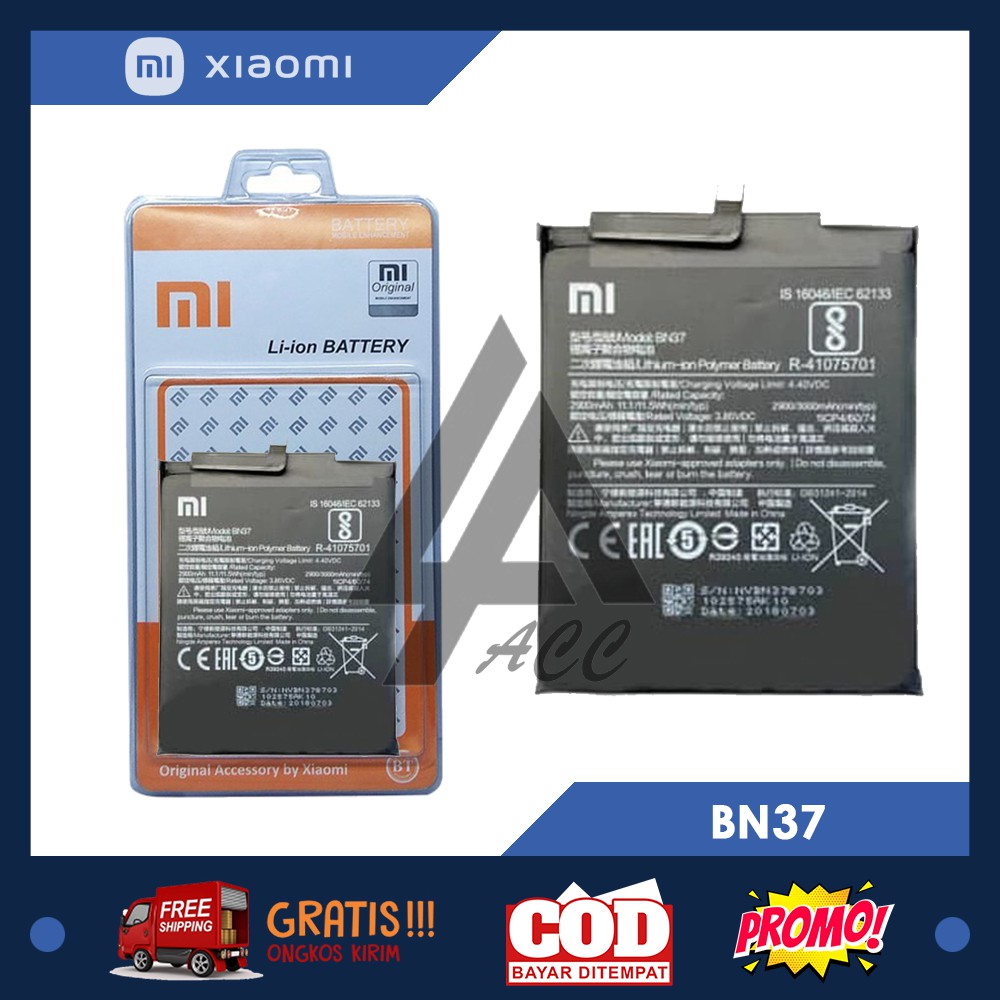 Baterai Battery Xiaomi Redmi 6A BN37 Batre Xiaomi Redmi 6A BN-37 ORIGINAL
