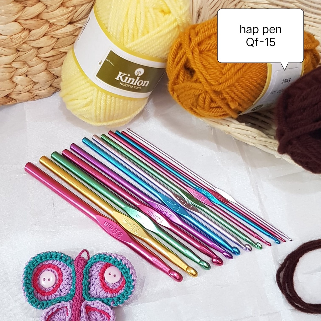 Hak Pen Set Alumunium/Crochet Hook/Hak Pen Rajut QF-15/12PCS