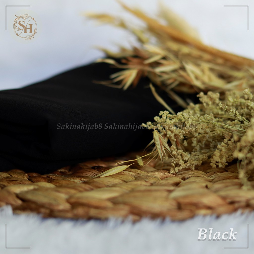 PROMO Pashmina Ceruty Babydoll 200x75 cm jahit tepi CHAPTER1-Black