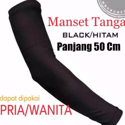 manset lengan hitam polos cowok dan cewek 1pasang-hitam