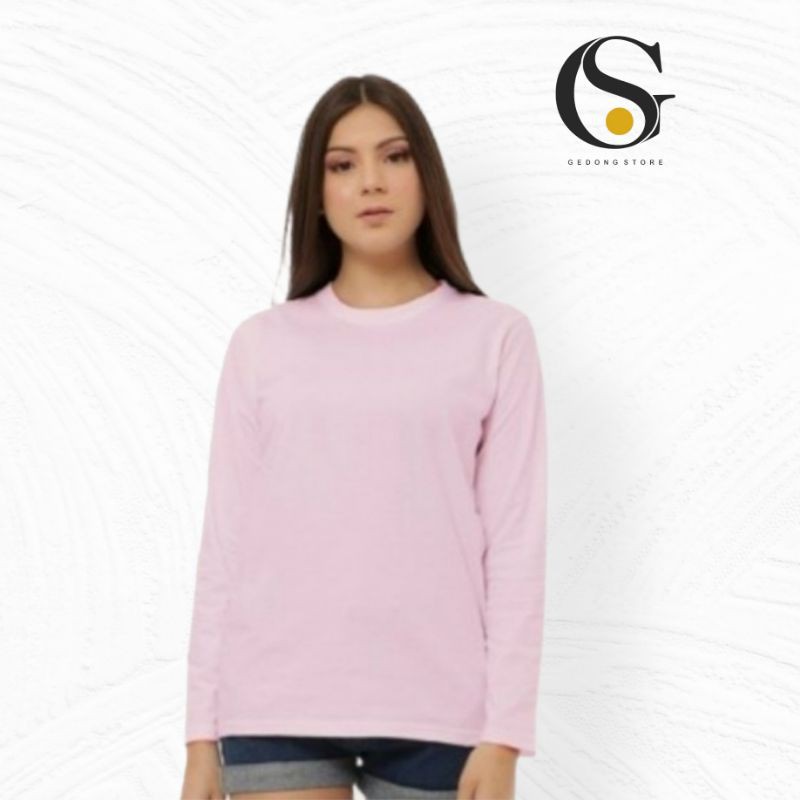 KAOS WANITA LENGAN PANJANG POLOS COTTON COMBED 20S/BAJU KAOS LENGAN PANJANG DISTRO POLOS WANITA