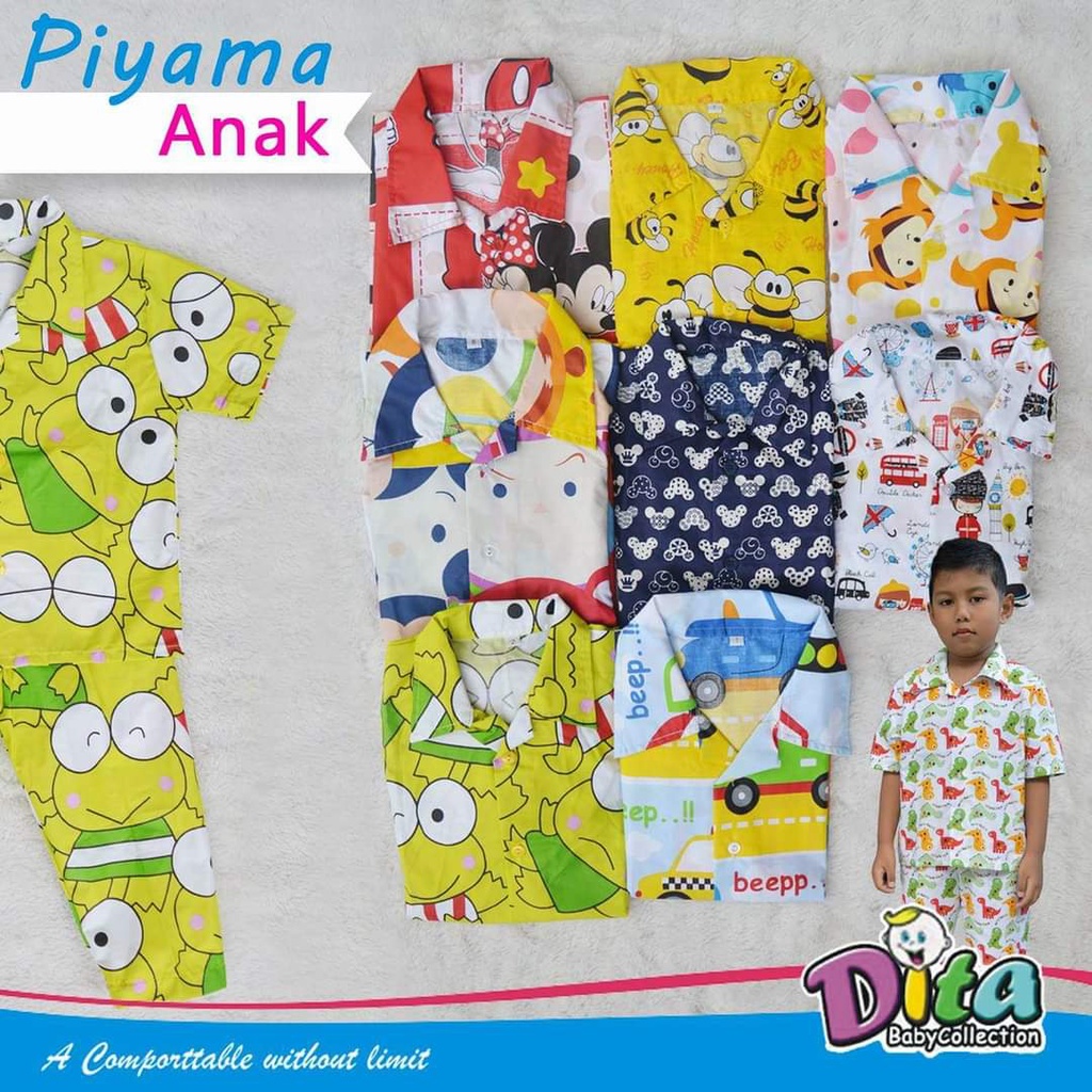PIYAMA KATUN ANAK , Baju Tidur anak, Stelan Anak PAJAMAS ANAK LAKI LAKI / COWO piyama Bahan Katun Stelan Baju santai Baju lengan Pendek Tangan Panjang