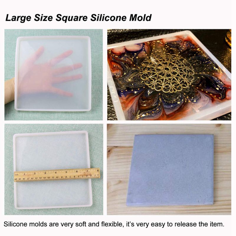 SIY  Large Coaster Silicone Resin Mold Round Square Rectangle Heart Oval Shape Molds