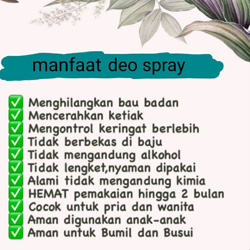 Natural Doedorant Spray Tawas Cair Alami Penghilang Bau Badan