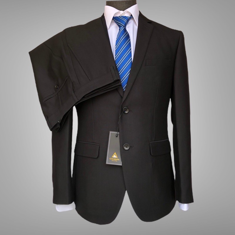 SLIM FIT SUPER BLACK COGABANA SUIT STELAN JAS HITAM JAS PRIA BERKWALITAS