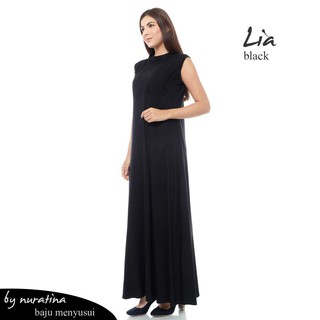  Baju  Gamis Manset  Menyusui Lia tanpa Lengan Hitam Shopee  